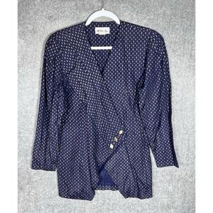 Vintage Michael Blair Blazer Womens Sz 6 Blue Gold Geometric USA‎ Made Button Up